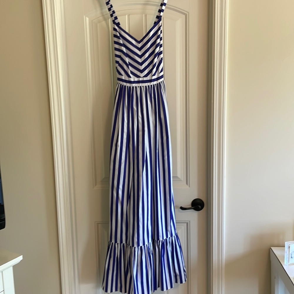 Jcrew blue and white striped maxi dress in size 4.